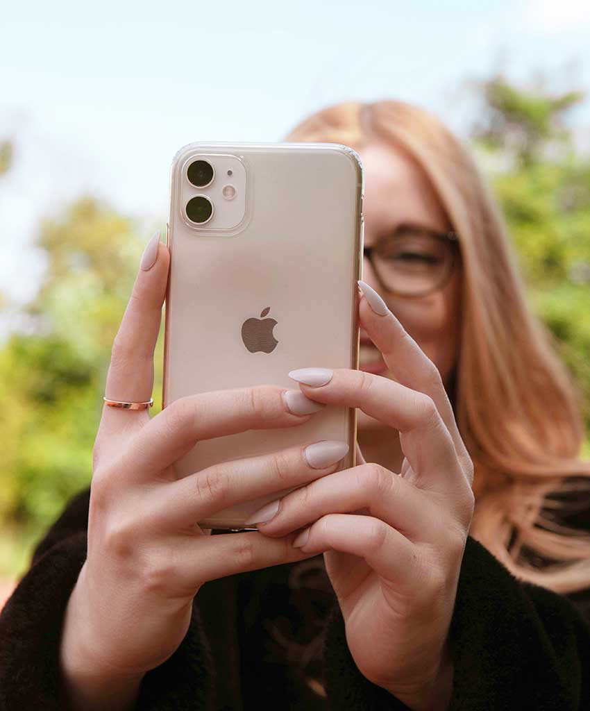 woman holding a smartphone